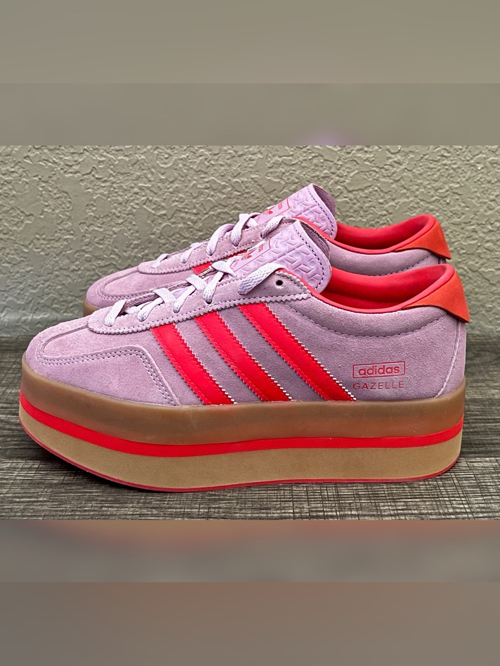 Adidas Women's Gazelle Stack-form Sneakers Pink Color Shoes Size -4.5